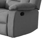 Fauteuil inclinable manuel Niko, velours gris clair capitonné doux, bois massif