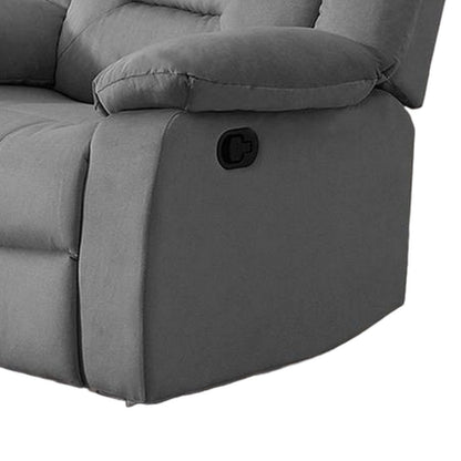 Fauteuil inclinable manuel Niko, velours gris clair capitonné doux, bois massif