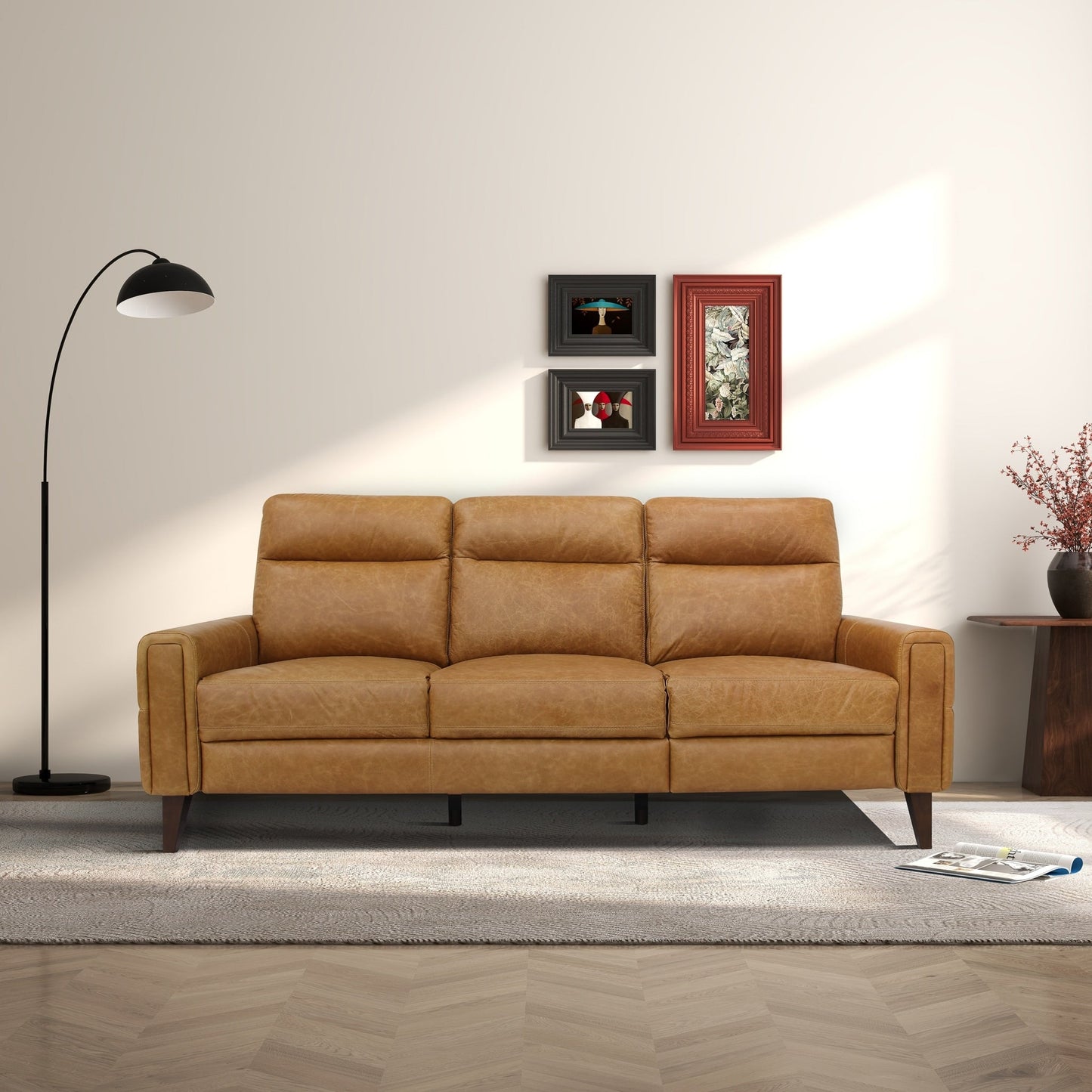 Canapé inclinable en cuir véritable à dossier serré Nimbus, style Mid-Century Modern