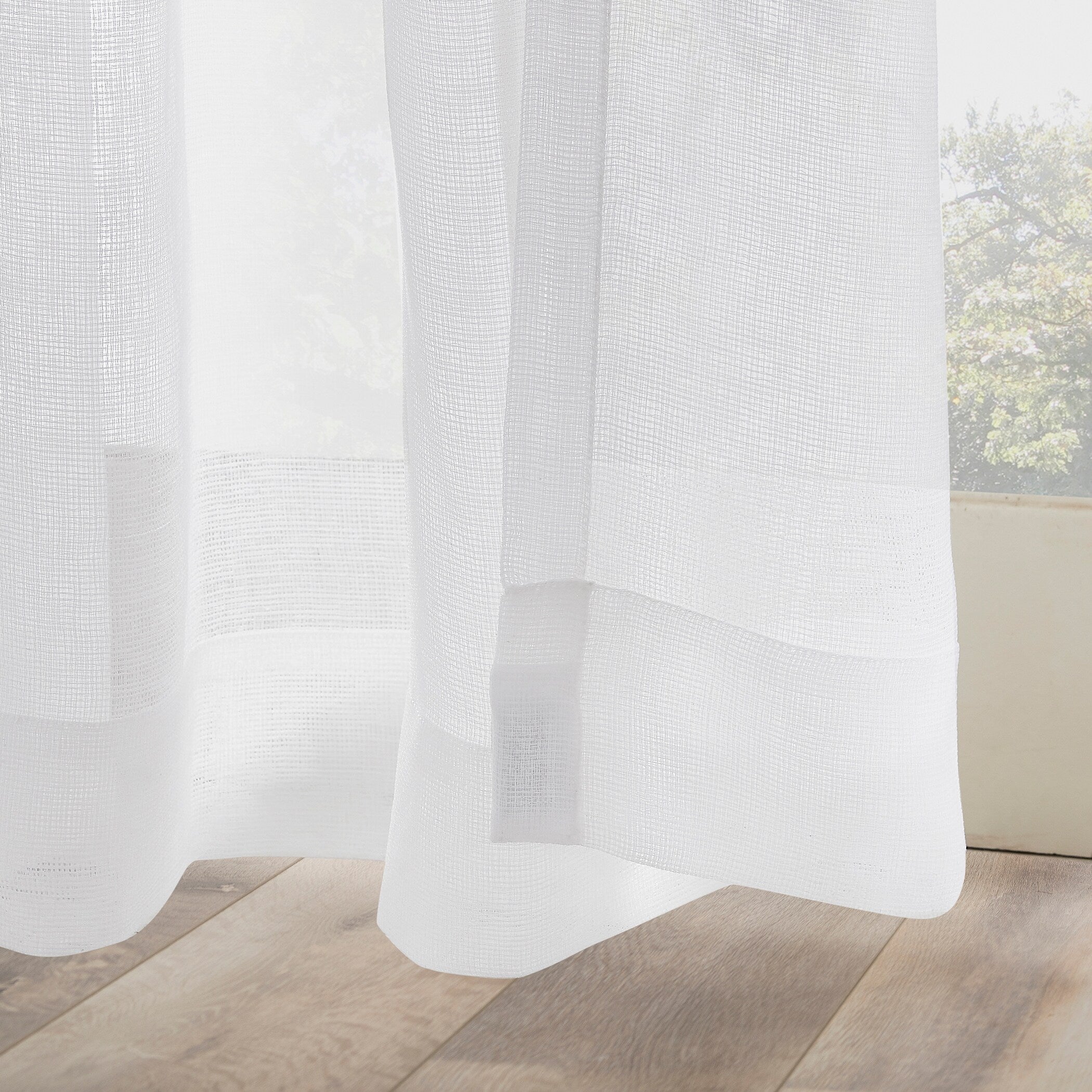 N° 918 Amina Rideau transparent à passants pour intérieur/extérieur, à tissage ouvert, panneau simple