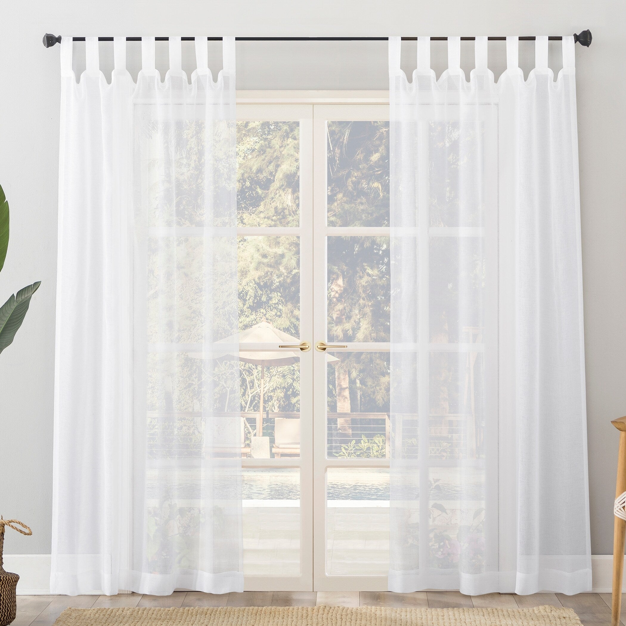 N° 918 Amina Rideau transparent à passants pour intérieur/extérieur, à tissage ouvert, panneau simple