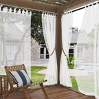 N° 918 Amina Rideau transparent à passants pour intérieur/extérieur, à tissage ouvert, panneau simple
