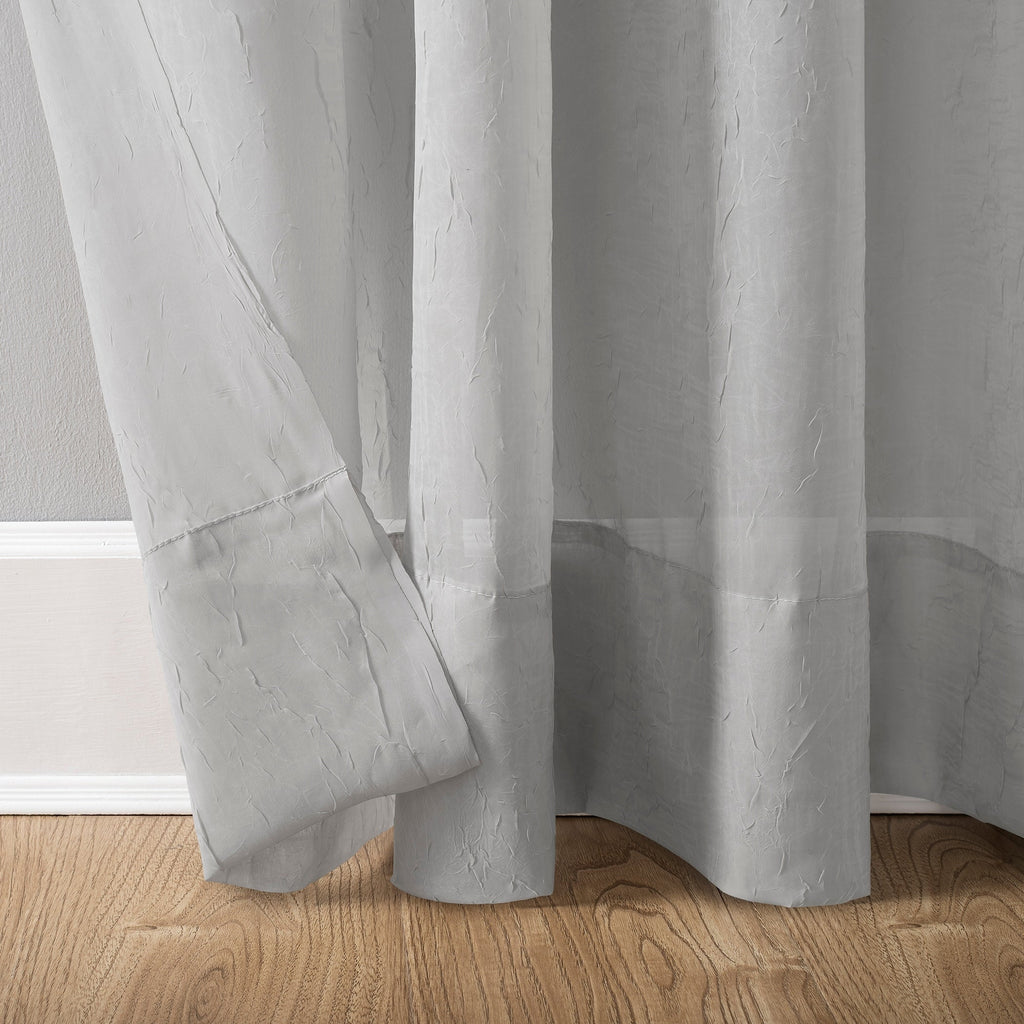 N° 918 Erica Panneau de rideau 1 pièce en voile écrasé transparent avec passe-tringle, panneau simple
