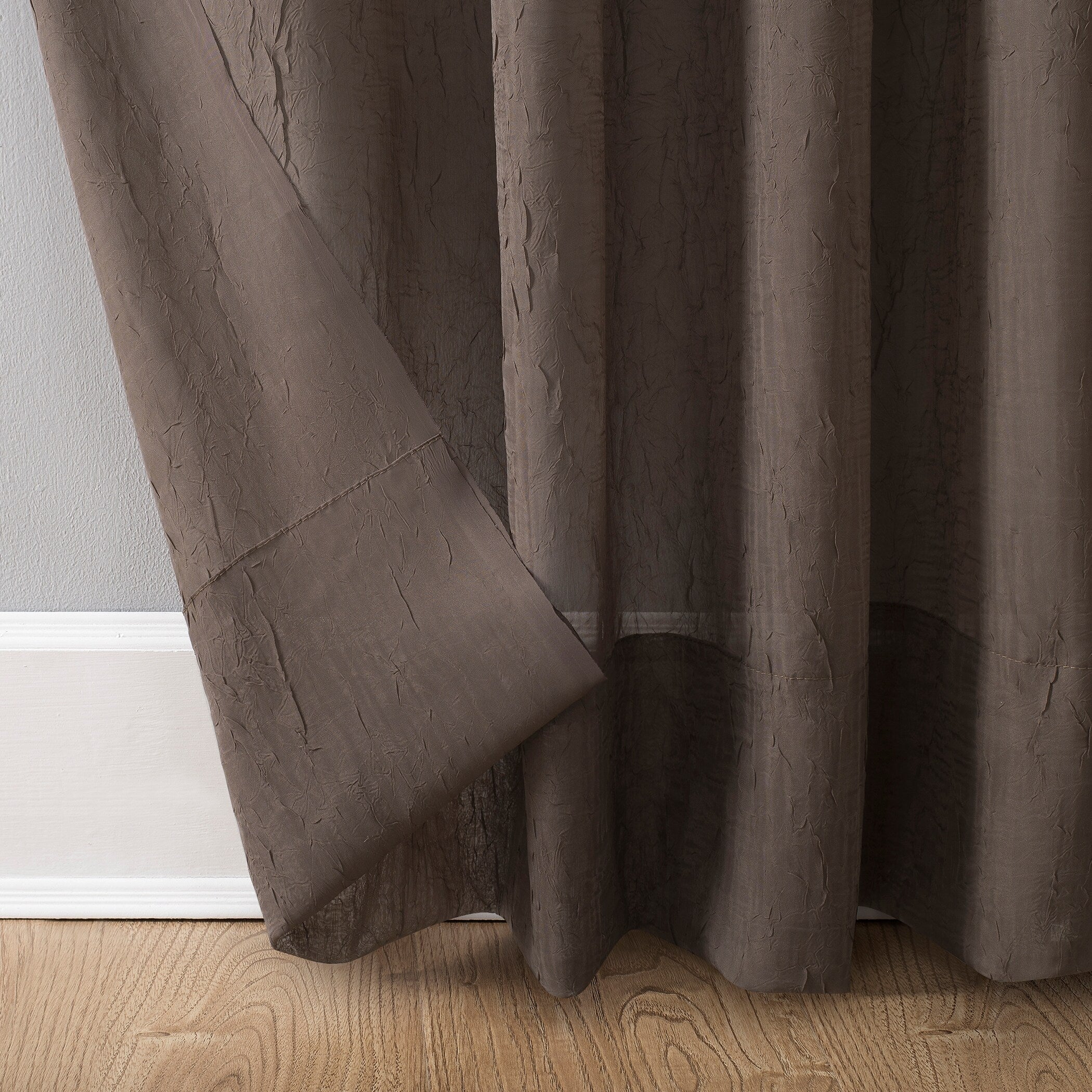 N° 918 Erica Panneau de rideau 1 pièce en voile écrasé transparent avec passe-tringle, panneau simple