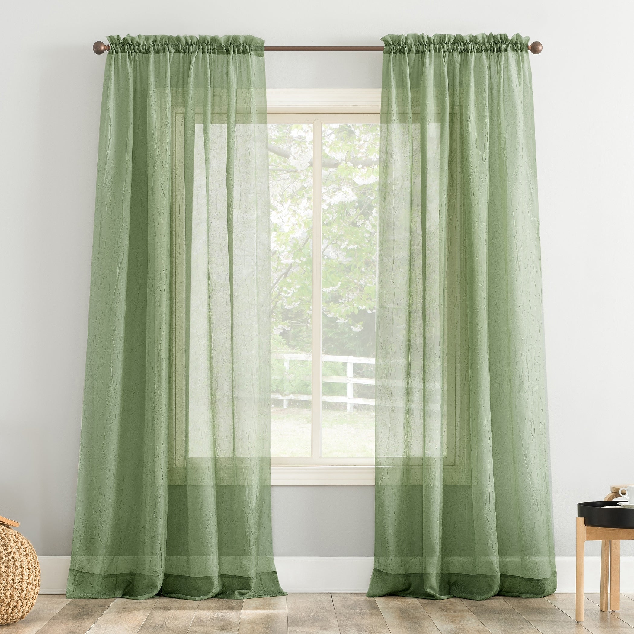 N° 918 Erica Panneau de rideau 1 pièce en voile écrasé transparent avec passe-tringle, panneau simple