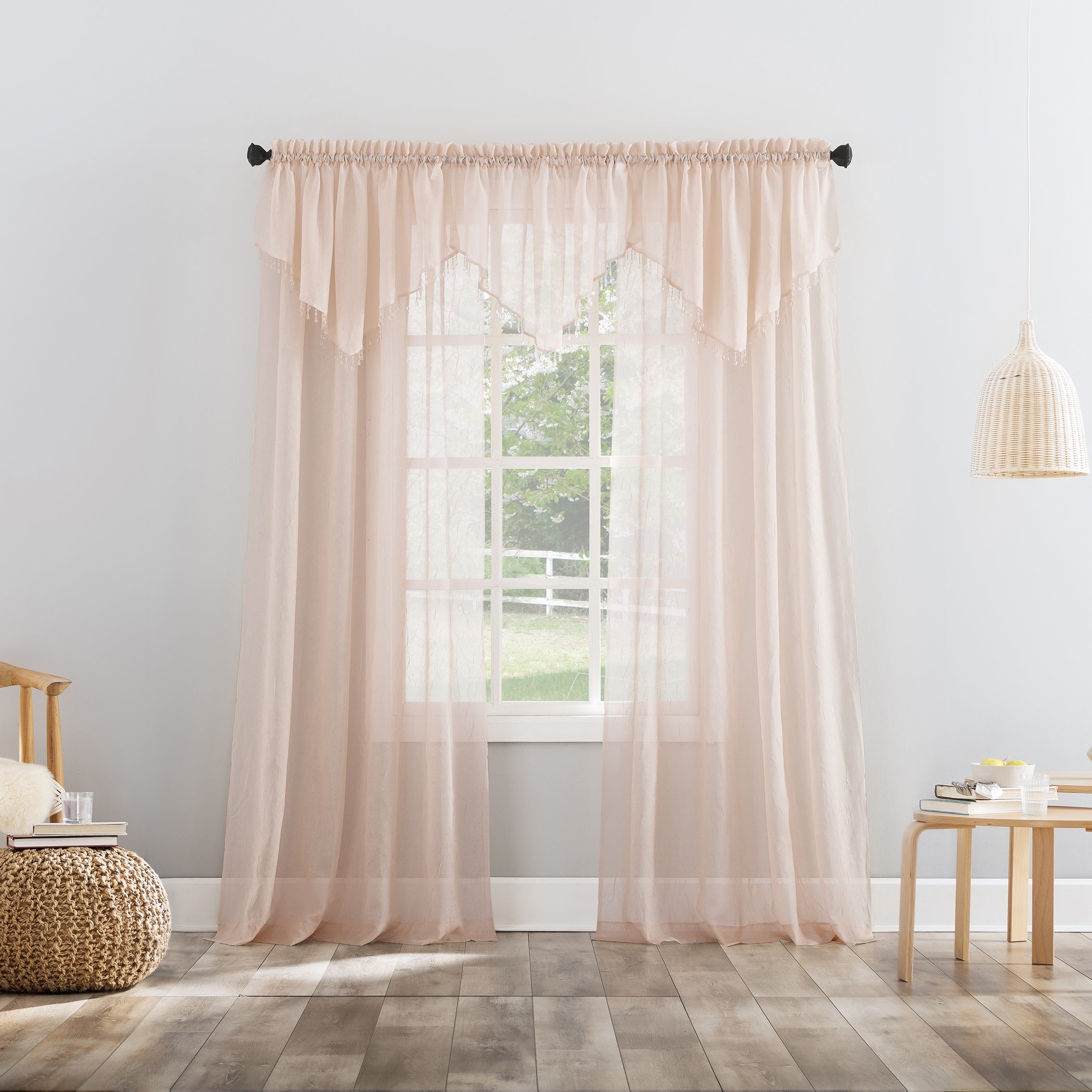 N° 918 Erica Panneau de rideau 1 pièce en voile écrasé transparent avec passe-tringle, panneau simple