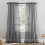 N° 918 Erica Panneau de rideau 1 pièce en voile écrasé transparent avec passe-tringle, panneau simple