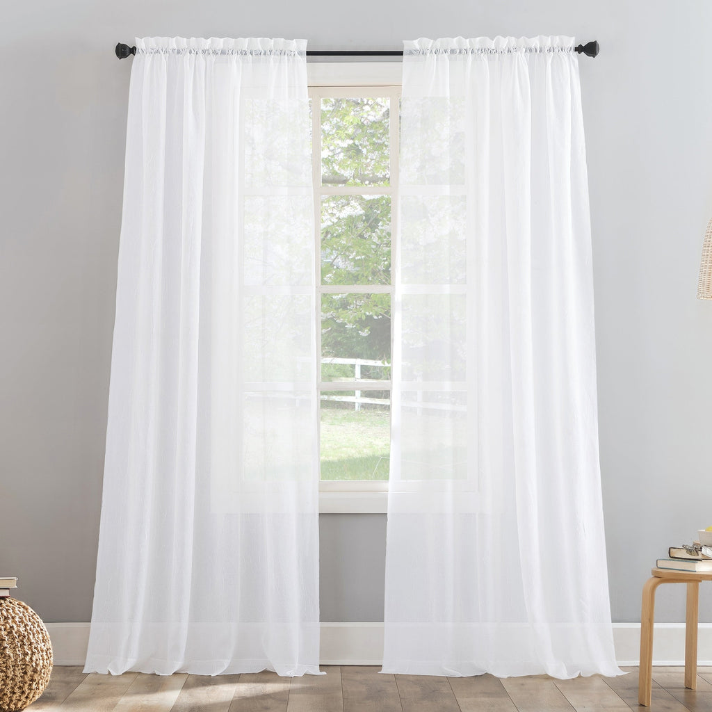 N° 918 Erica Panneau de rideau 1 pièce en voile écrasé transparent avec passe-tringle, panneau simple