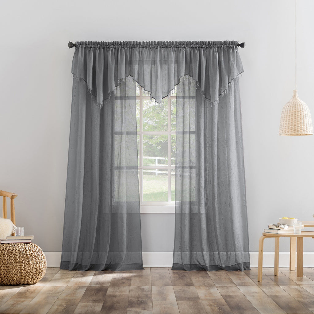 N° 918 Erica Panneau de rideau 1 pièce en voile écrasé transparent avec passe-tringle, panneau simple