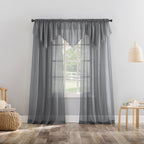 N° 918 Erica Panneau de rideau 1 pièce en voile écrasé transparent avec passe-tringle, panneau simple