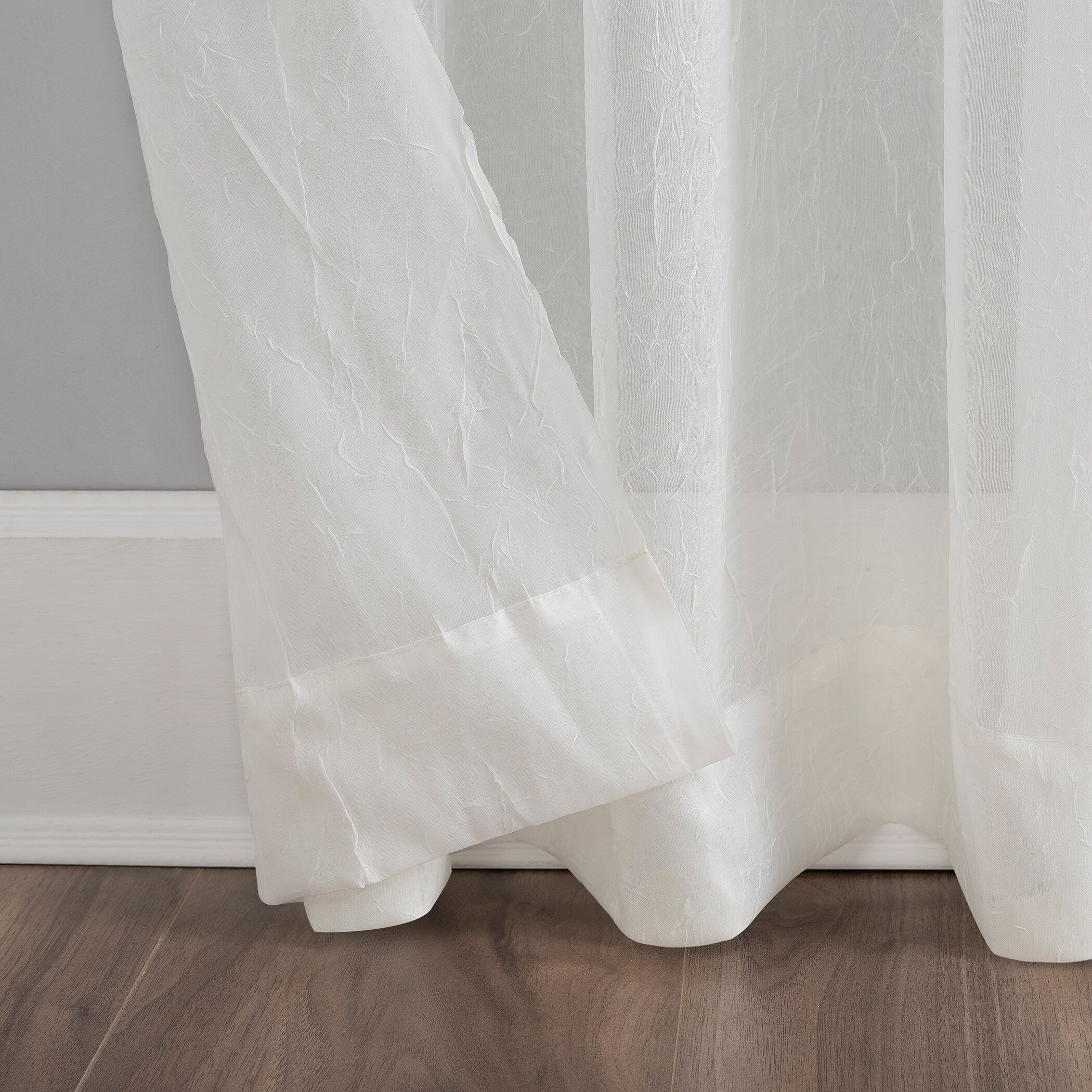 N° 918 Erica Panneau de rideau 1 pièce en voile écrasé transparent avec passe-tringle, panneau simple