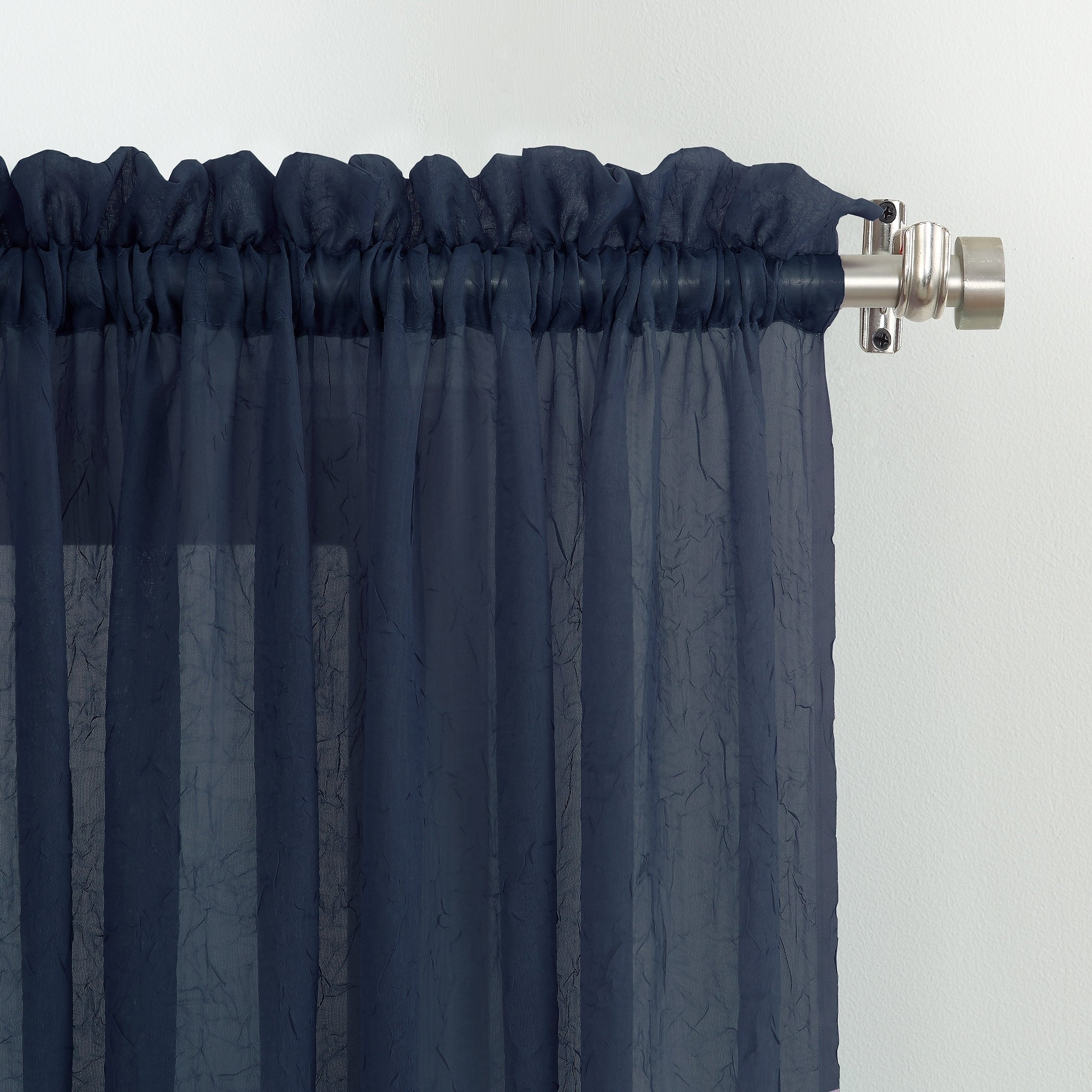N° 918 Erica Panneau de rideau 1 pièce en voile écrasé transparent avec passe-tringle, panneau simple