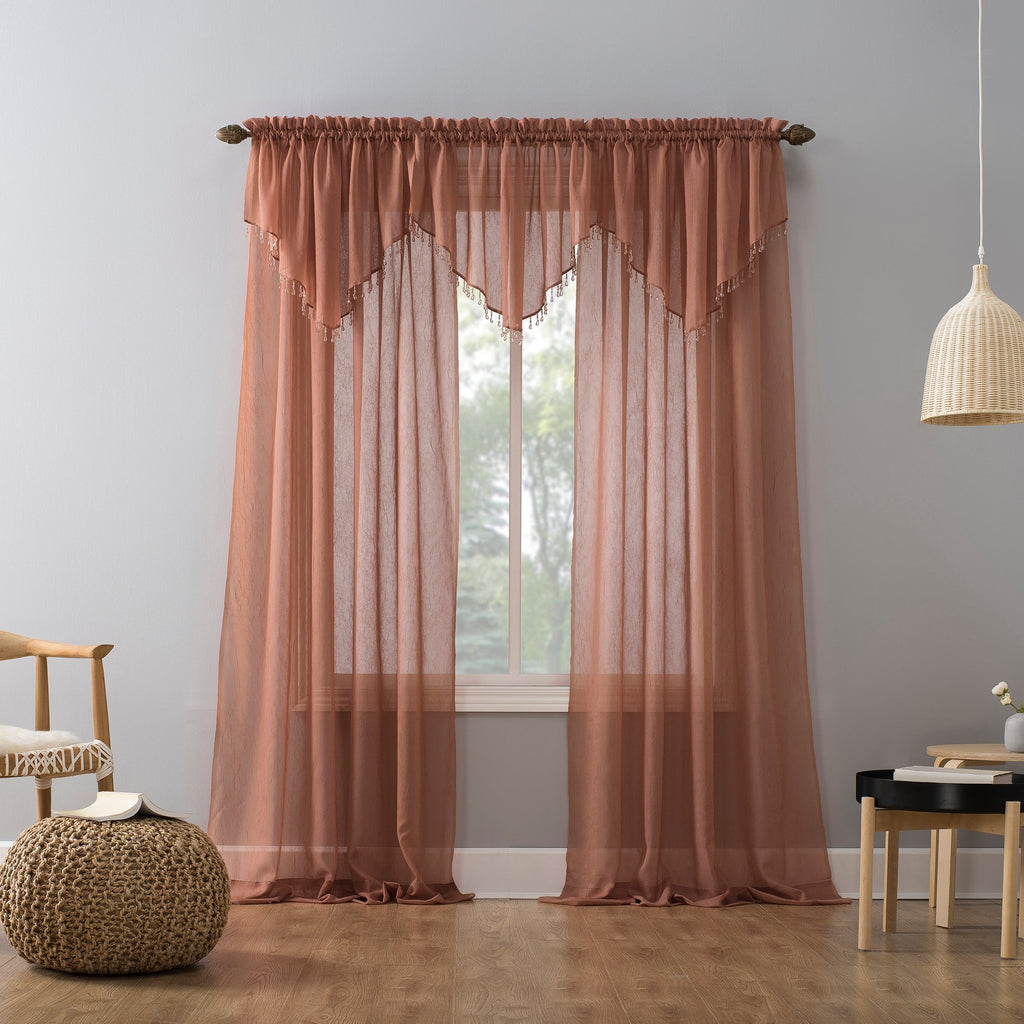 N° 918 Erica Panneau de rideau 1 pièce en voile écrasé transparent avec passe-tringle, panneau simple