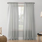 N° 918 Erica Panneau de rideau 1 pièce en voile écrasé transparent avec passe-tringle, panneau simple