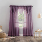 N° 918 Erica Panneau de rideau 1 pièce en voile écrasé transparent avec passe-tringle, panneau simple