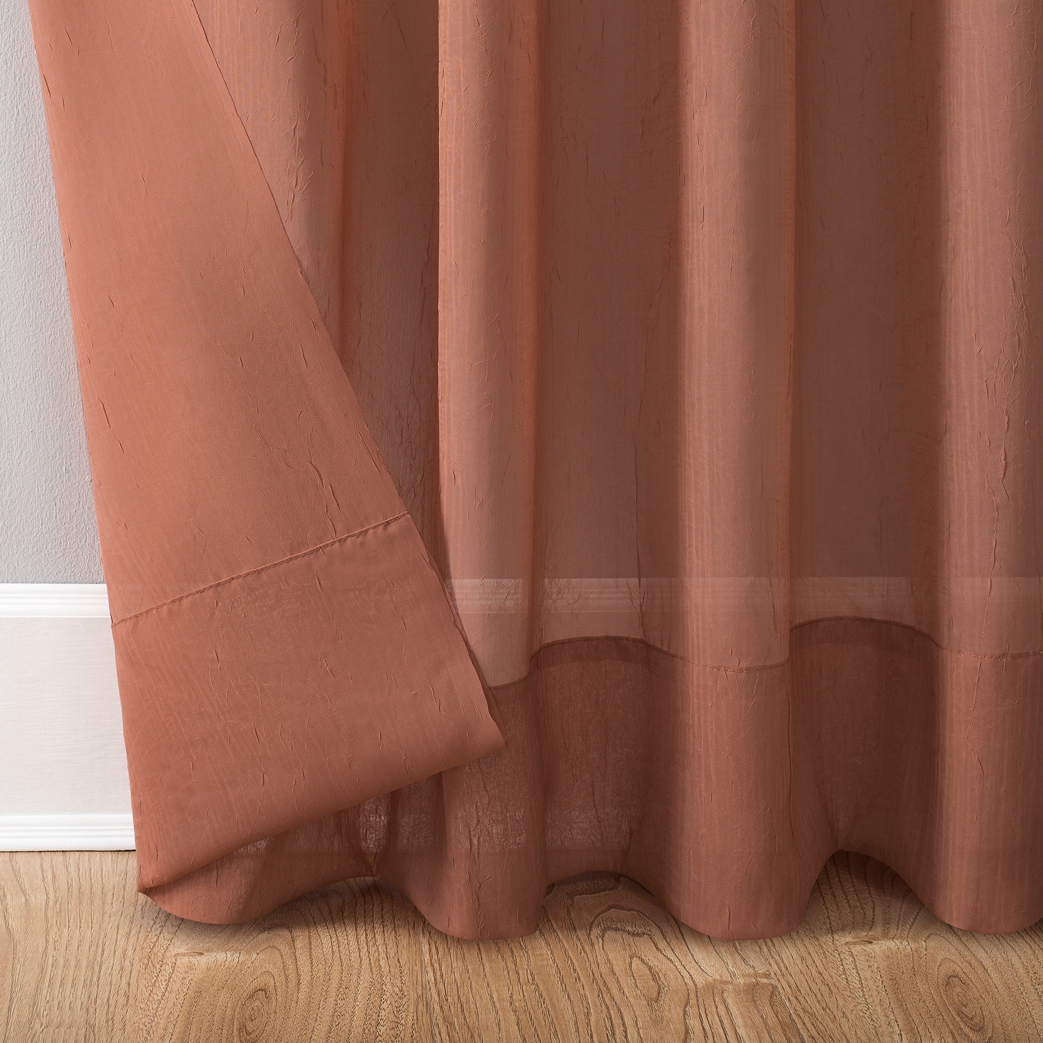 N° 918 Erica Panneau de rideau 1 pièce en voile écrasé transparent avec passe-tringle, panneau simple