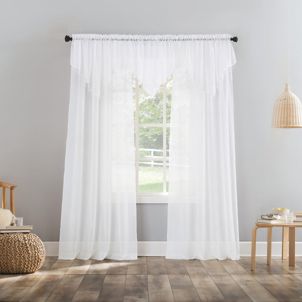 N° 918 Erica Panneau de rideau 1 pièce en voile écrasé transparent avec passe-tringle, panneau simple
