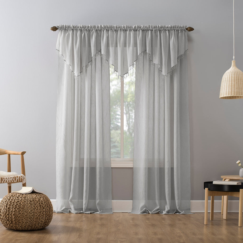 N° 918 Erica Panneau de rideau 1 pièce en voile écrasé transparent avec passe-tringle, panneau simple
