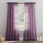 N° 918 Erica Panneau de rideau 1 pièce en voile écrasé transparent avec passe-tringle, panneau simple
