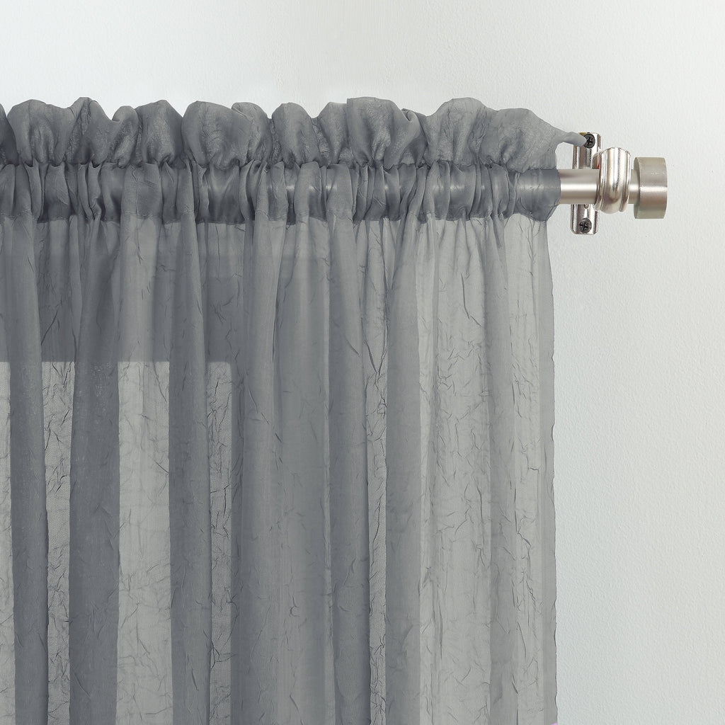 N° 918 Erica Panneau de rideau 1 pièce en voile écrasé transparent avec passe-tringle, panneau simple