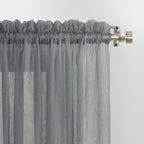 N° 918 Erica Panneau de rideau 1 pièce en voile écrasé transparent avec passe-tringle, panneau simple