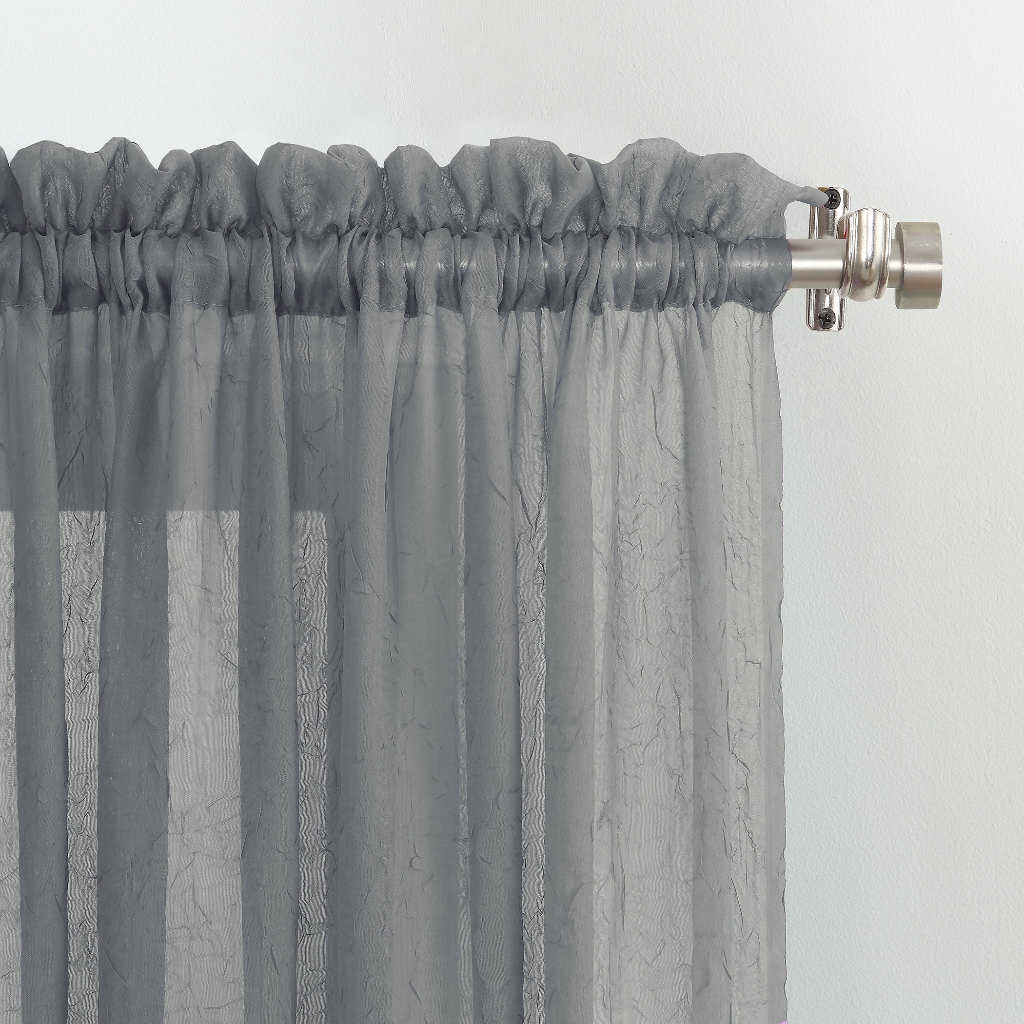 N° 918 Erica Panneau de rideau 1 pièce en voile écrasé transparent avec passe-tringle, panneau simple