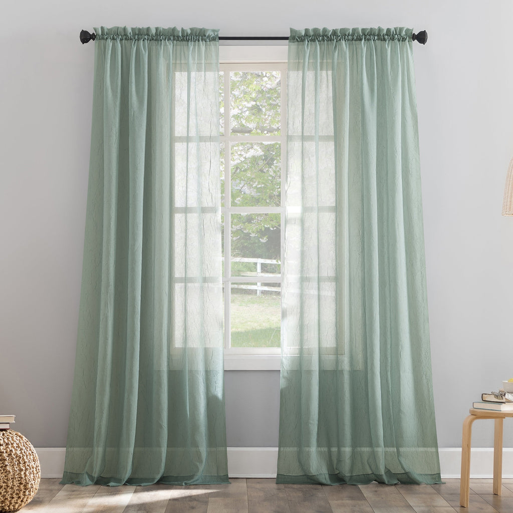 N° 918 Erica Panneau de rideau 1 pièce en voile écrasé transparent avec passe-tringle, panneau simple