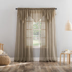 N° 918 Erica Panneau de rideau 1 pièce en voile écrasé transparent avec passe-tringle, panneau simple