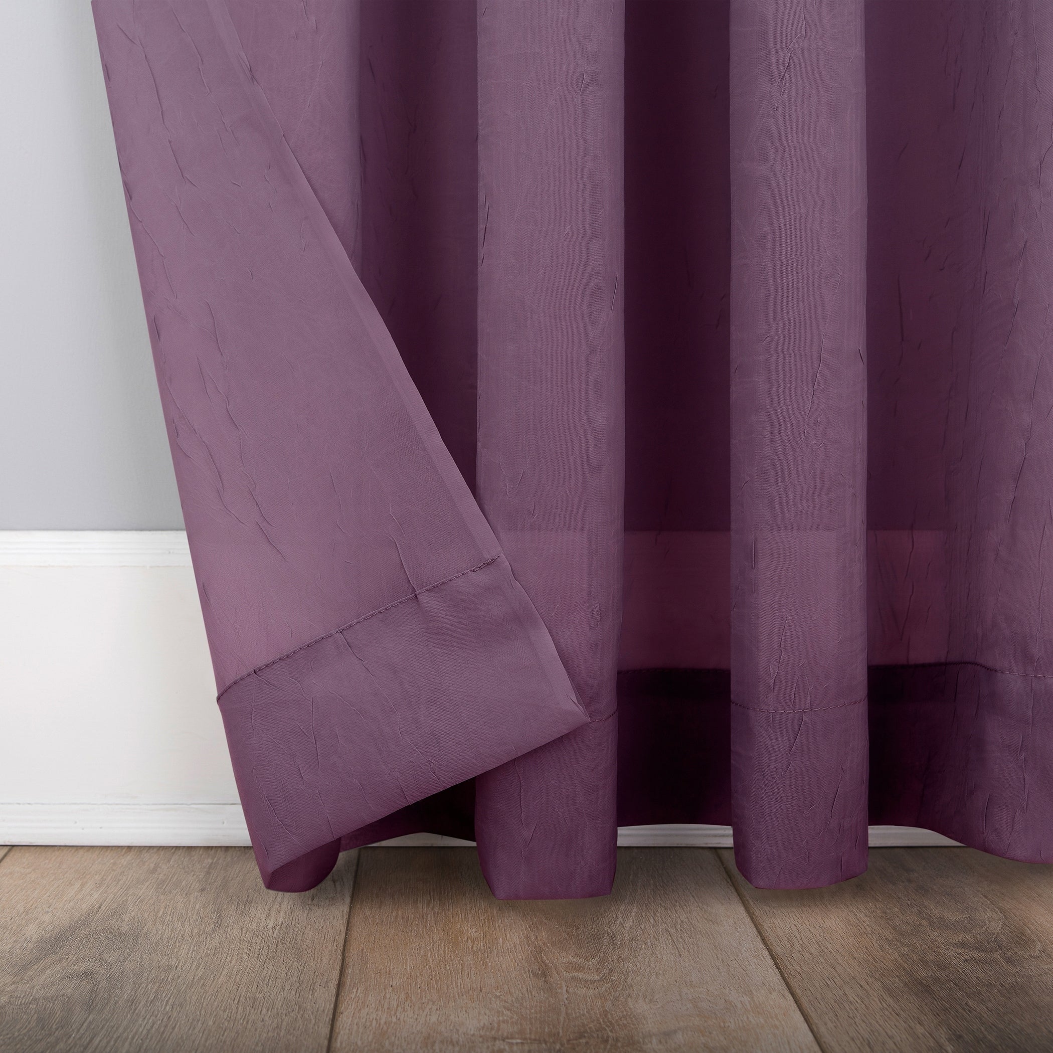 N° 918 Erica Panneau de rideau 1 pièce en voile écrasé transparent avec passe-tringle, panneau simple