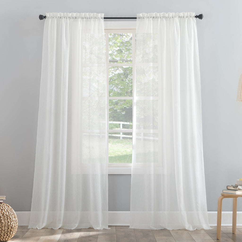 N° 918 Erica Panneau de rideau 1 pièce en voile écrasé transparent avec passe-tringle, panneau simple
