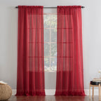 N° 918 Erica Panneau de rideau 1 pièce en voile écrasé transparent avec passe-tringle, panneau simple