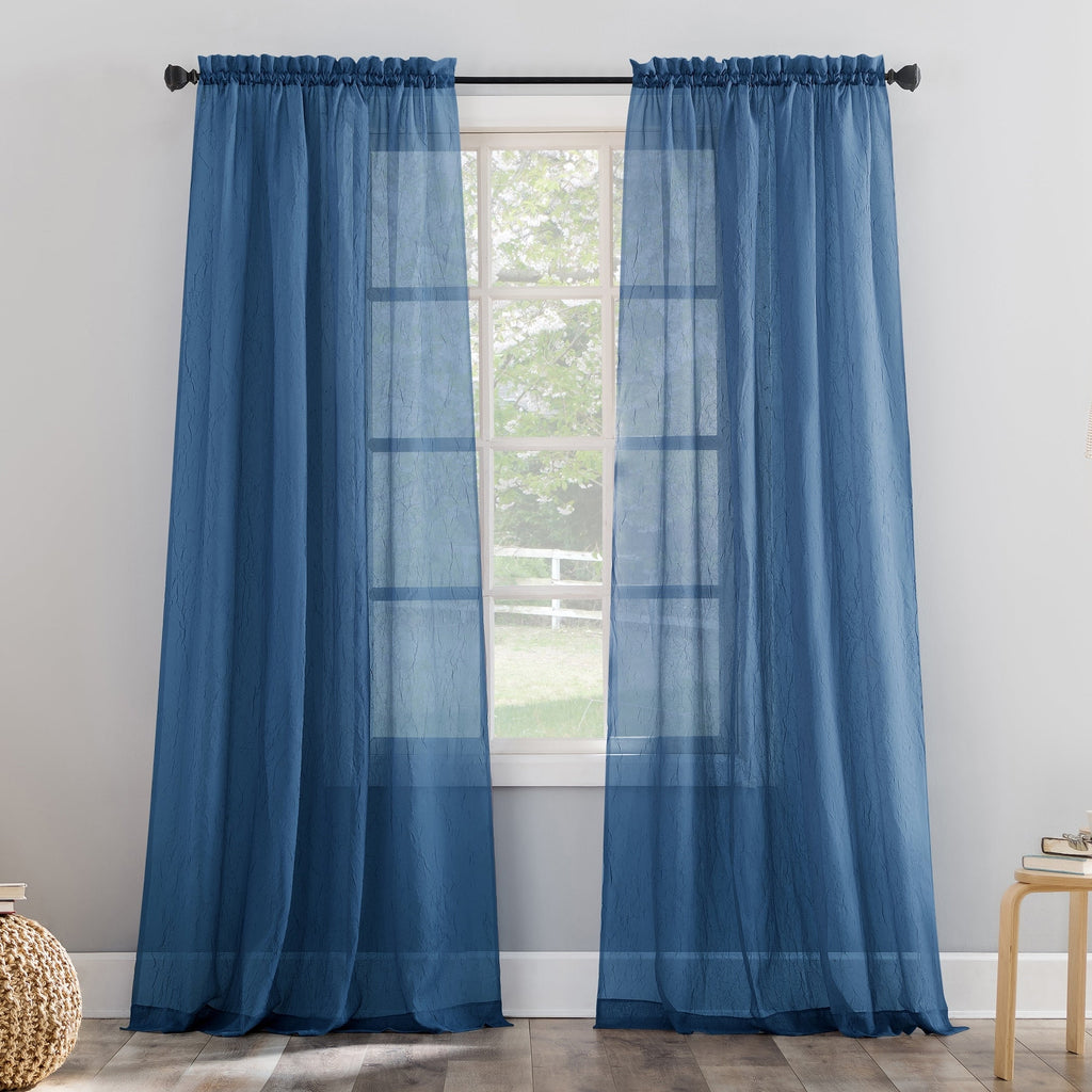 N° 918 Erica Panneau de rideau 1 pièce en voile écrasé transparent avec passe-tringle, panneau simple