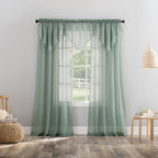 N° 918 Erica Panneau de rideau 1 pièce en voile écrasé transparent avec passe-tringle, panneau simple