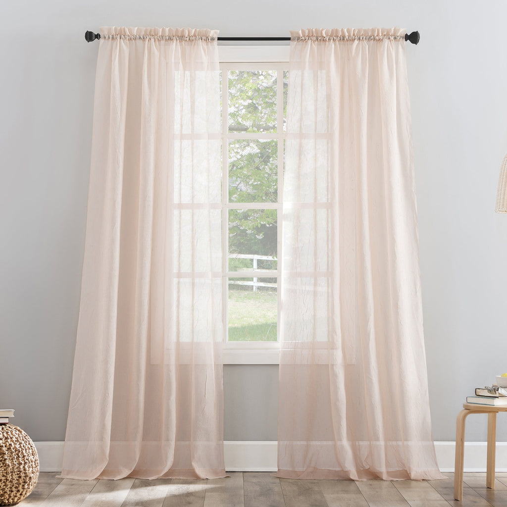 N° 918 Erica Panneau de rideau 1 pièce en voile écrasé transparent avec passe-tringle, panneau simple