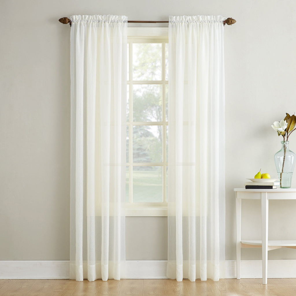 N° 918 Erica Panneau de rideau 1 pièce en voile écrasé transparent avec passe-tringle, panneau simple