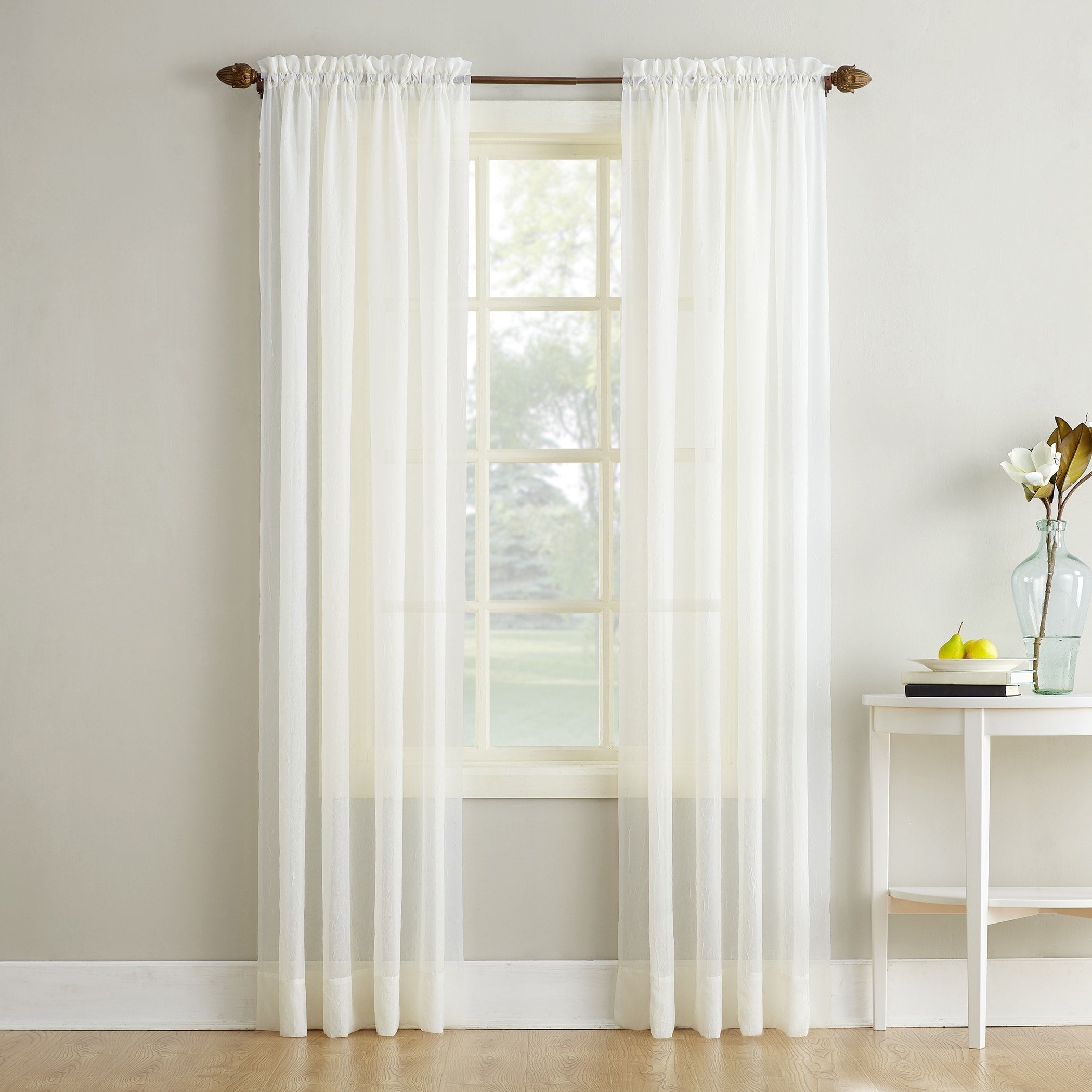 N° 918 Erica Panneau de rideau 1 pièce en voile écrasé transparent avec passe-tringle, panneau simple