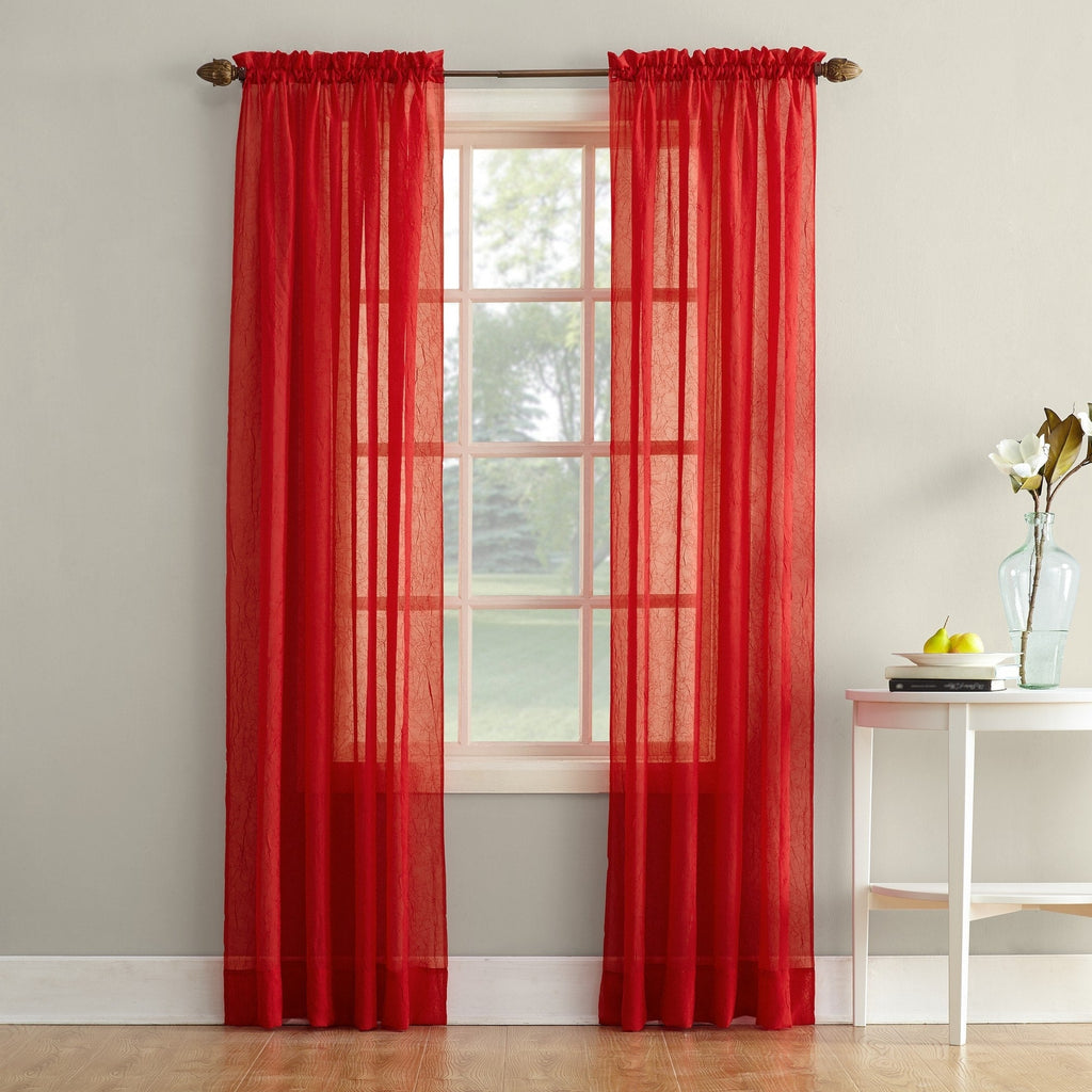 N° 918 Erica Panneau de rideau 1 pièce en voile écrasé transparent avec passe-tringle, panneau simple