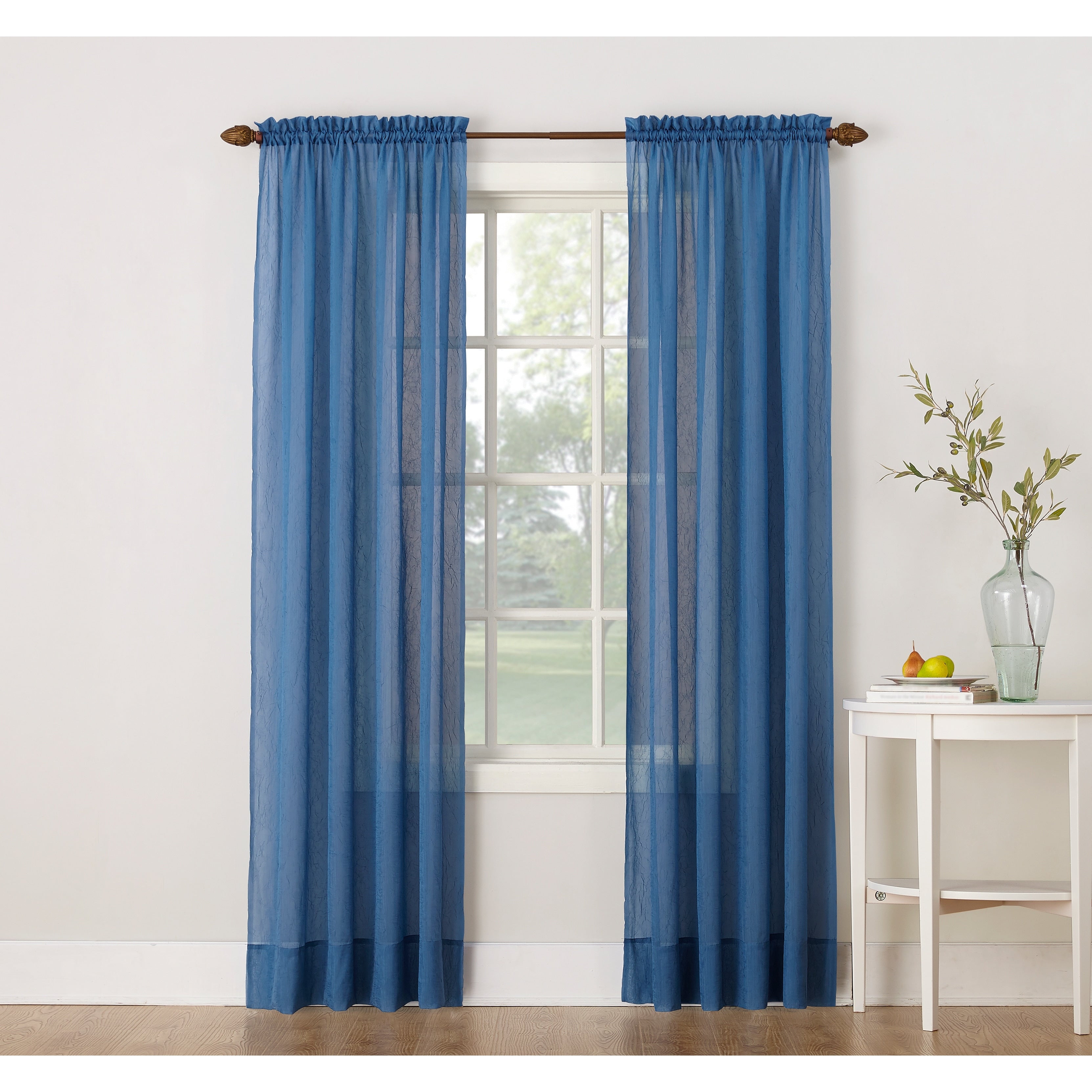 N° 918 Erica Panneau de rideau 1 pièce en voile écrasé transparent avec passe-tringle, panneau simple