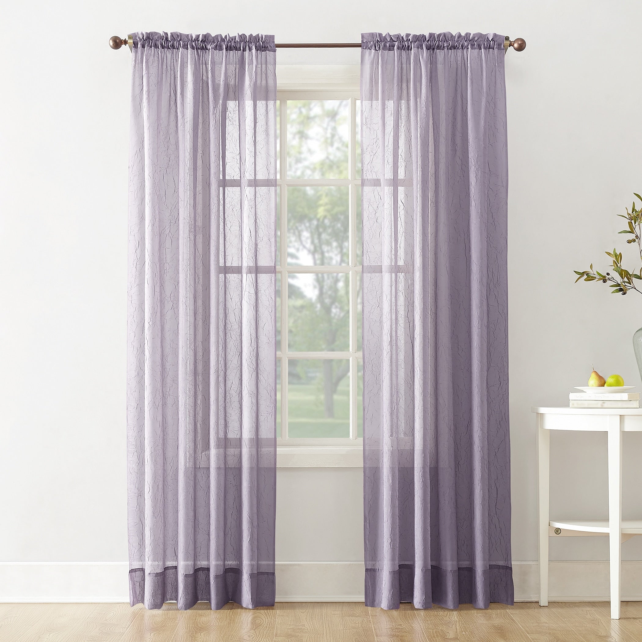 N° 918 Erica Panneau de rideau 1 pièce en voile écrasé transparent avec passe-tringle, panneau simple
