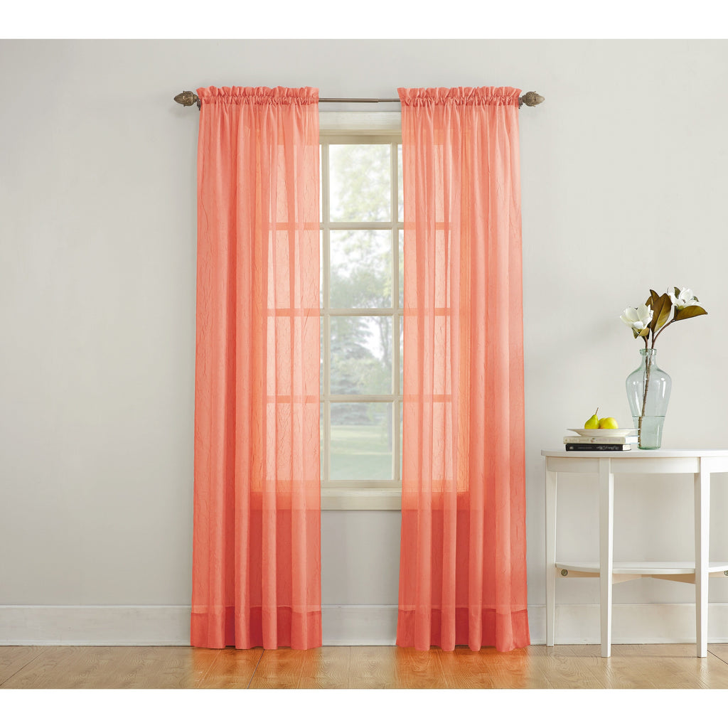 N° 918 Erica Panneau de rideau 1 pièce en voile écrasé transparent avec passe-tringle, panneau simple