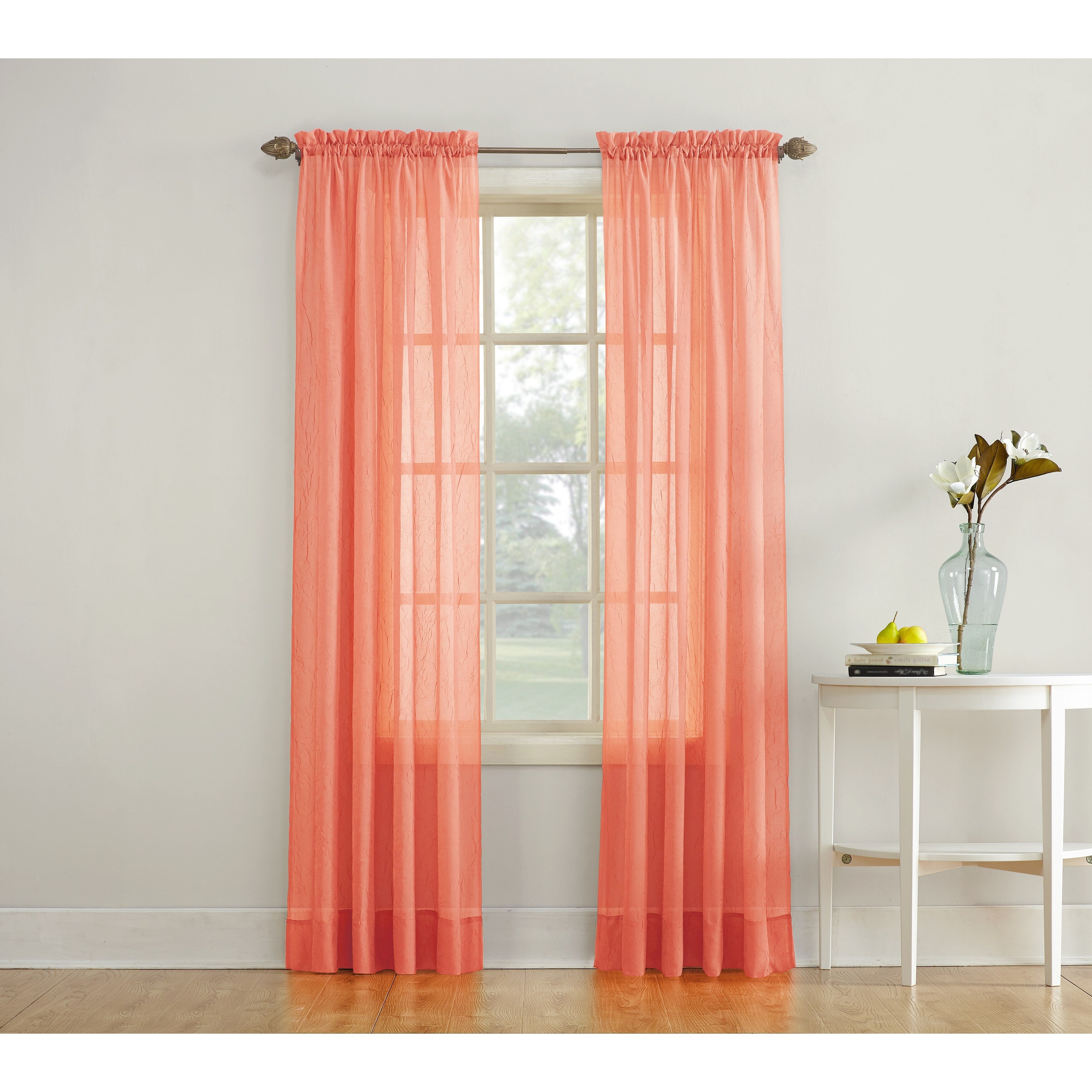 N° 918 Erica Panneau de rideau 1 pièce en voile écrasé transparent avec passe-tringle, panneau simple
