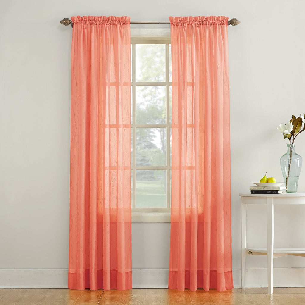 N° 918 Erica Panneau de rideau 1 pièce en voile écrasé transparent avec passe-tringle, panneau simple