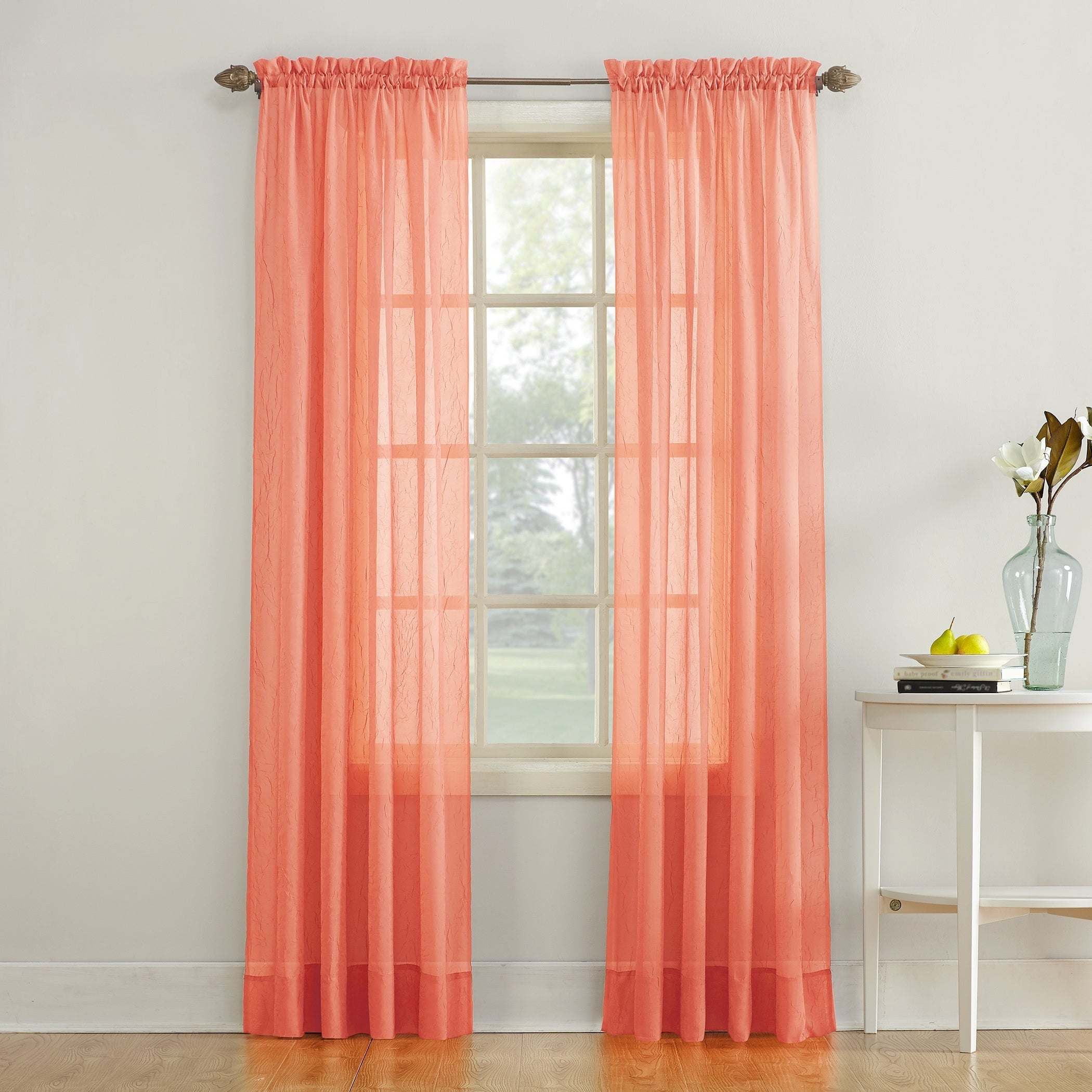 N° 918 Erica Panneau de rideau 1 pièce en voile écrasé transparent avec passe-tringle, panneau simple