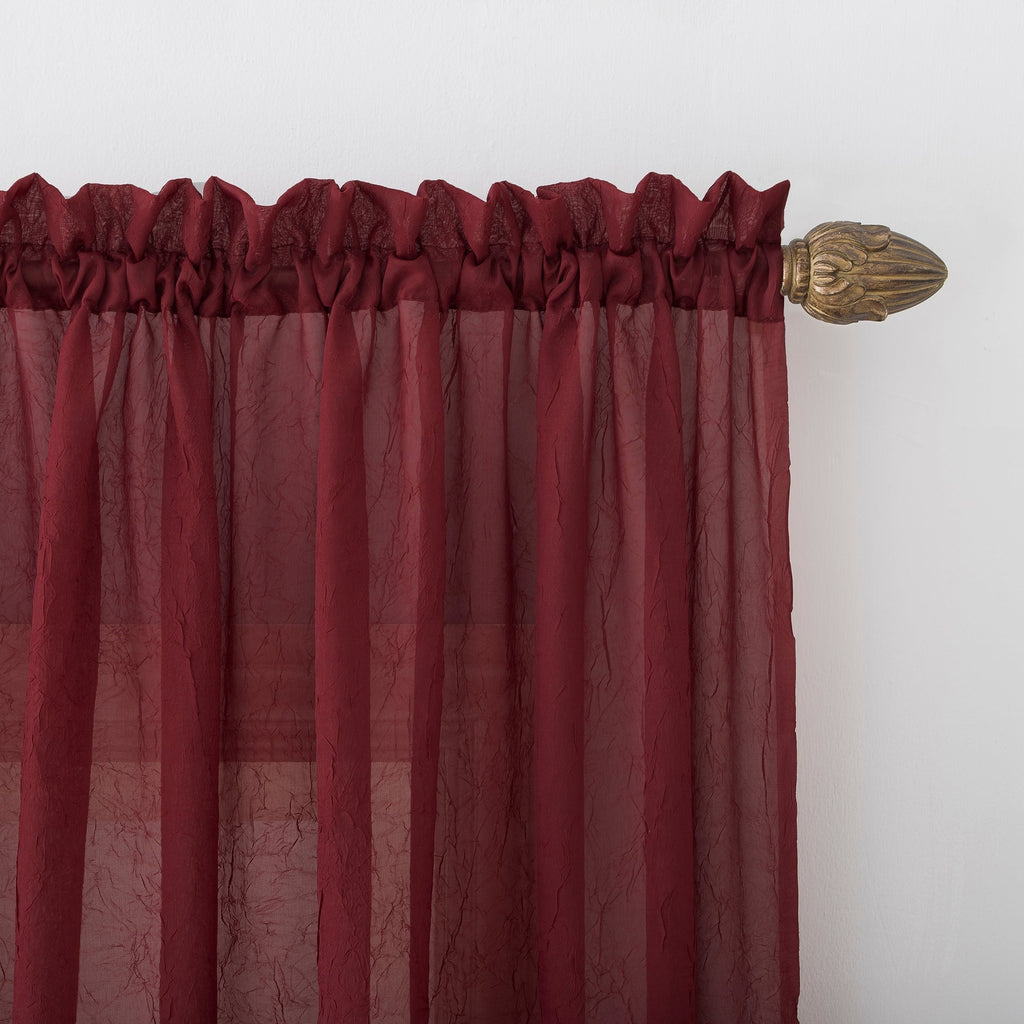 N° 918 Erica Panneau de rideau 1 pièce en voile écrasé transparent avec passe-tringle, panneau simple