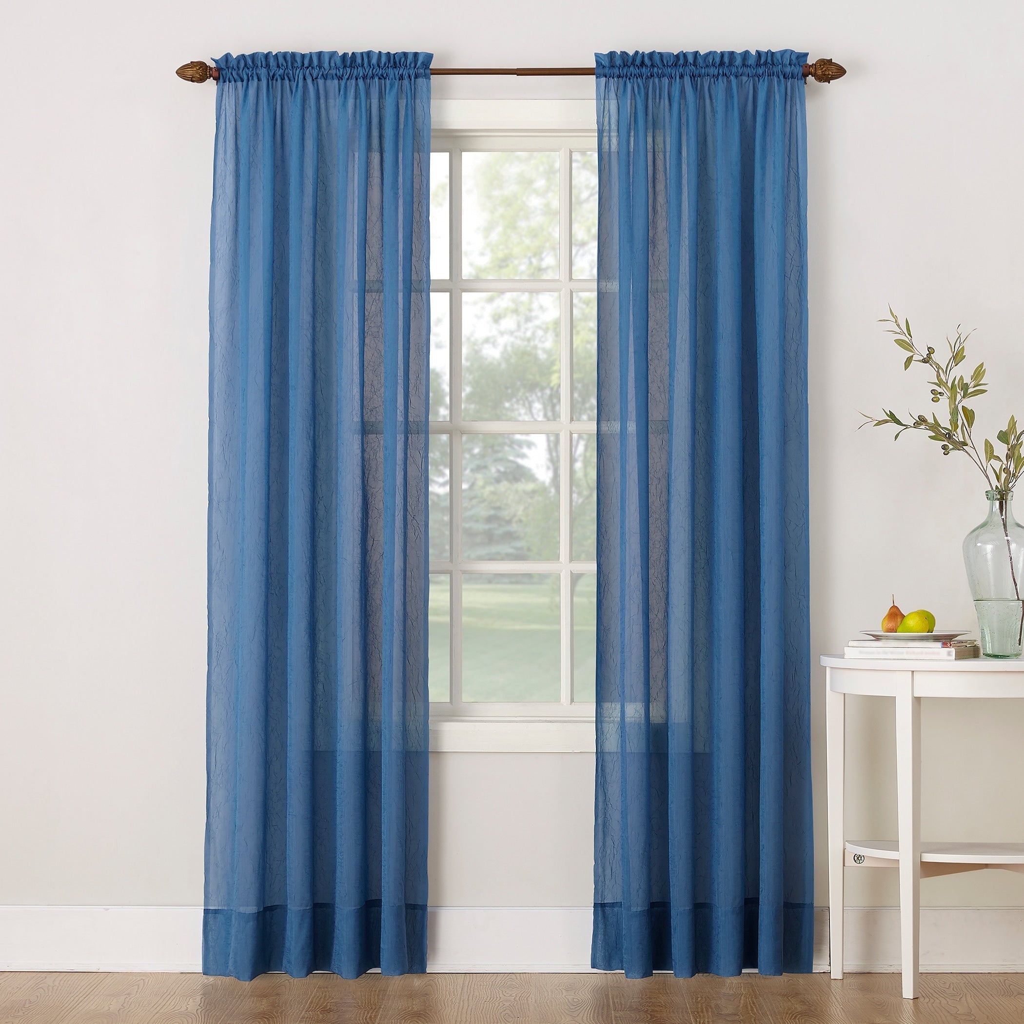 N° 918 Erica Panneau de rideau 1 pièce en voile écrasé transparent avec passe-tringle, panneau simple
