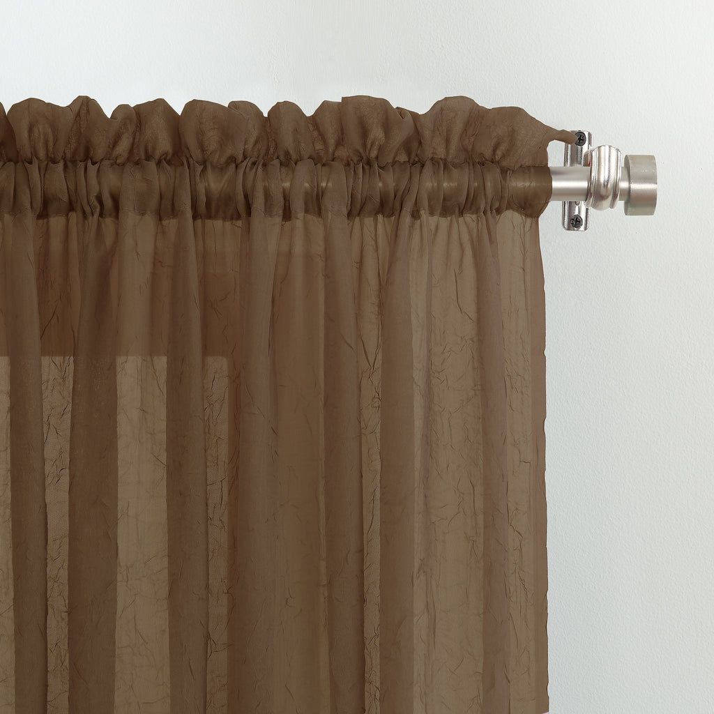 N° 918 Erica Panneau de rideau 1 pièce en voile écrasé transparent avec passe-tringle, panneau simple
