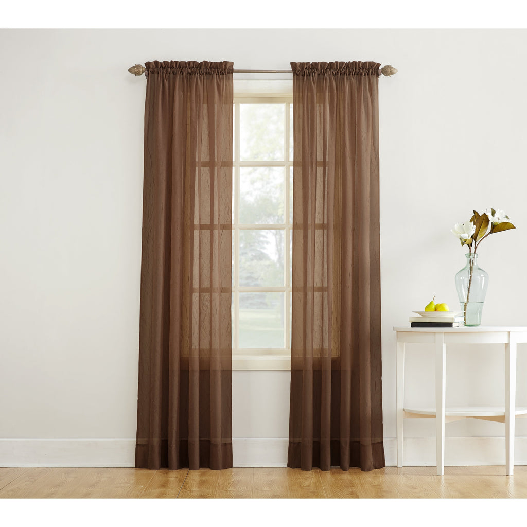 N° 918 Erica Panneau de rideau 1 pièce en voile écrasé transparent avec passe-tringle, panneau simple