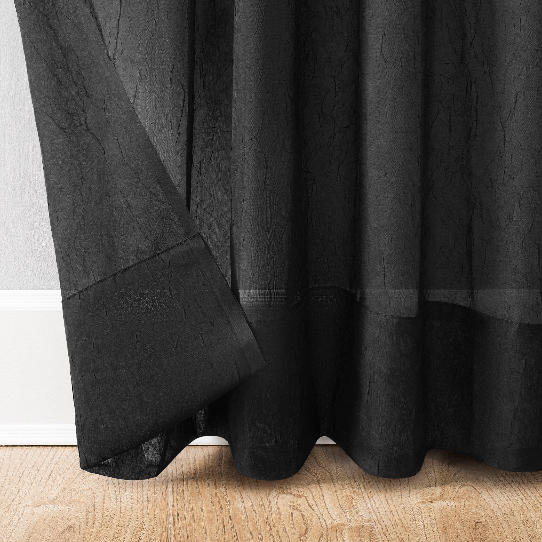 N° 918 Erica Panneau de rideau 1 pièce en voile écrasé transparent avec passe-tringle, panneau simple