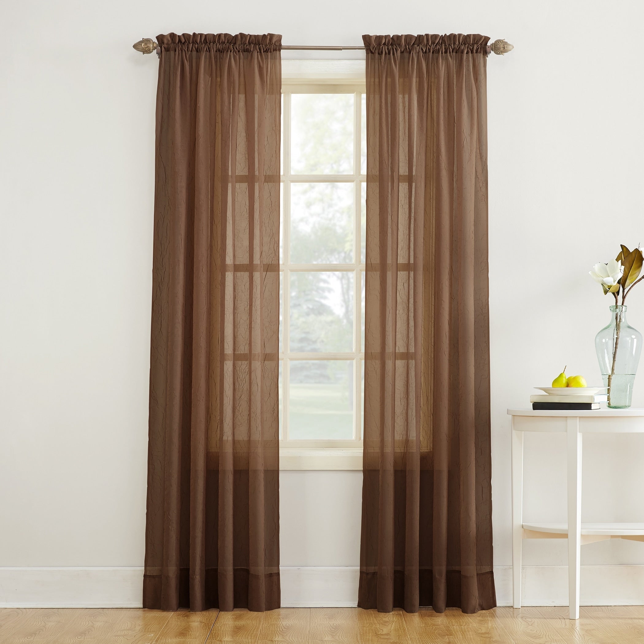 N° 918 Erica Panneau de rideau 1 pièce en voile écrasé transparent avec passe-tringle, panneau simple