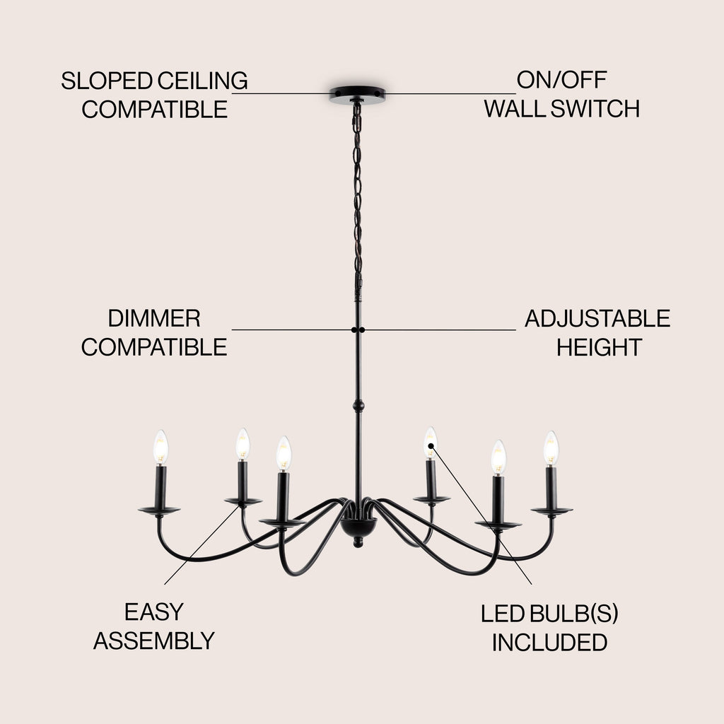 Lustre LED en fer à 6 lumières, 34,75 $, par JONATHAN Y